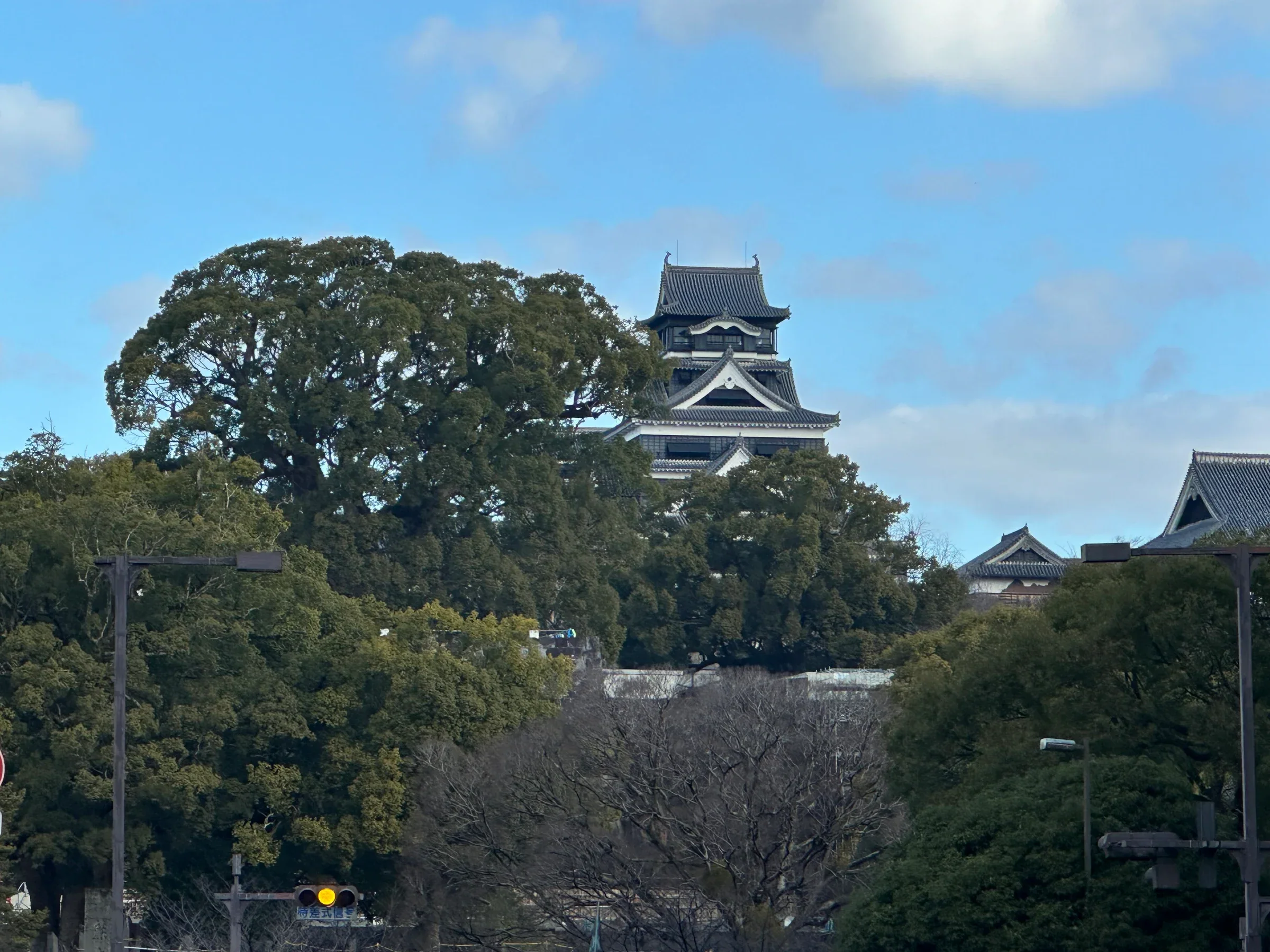 熊本城天守與周邊樹木，作為九州がっ祭熊本城會場的城市景觀參考