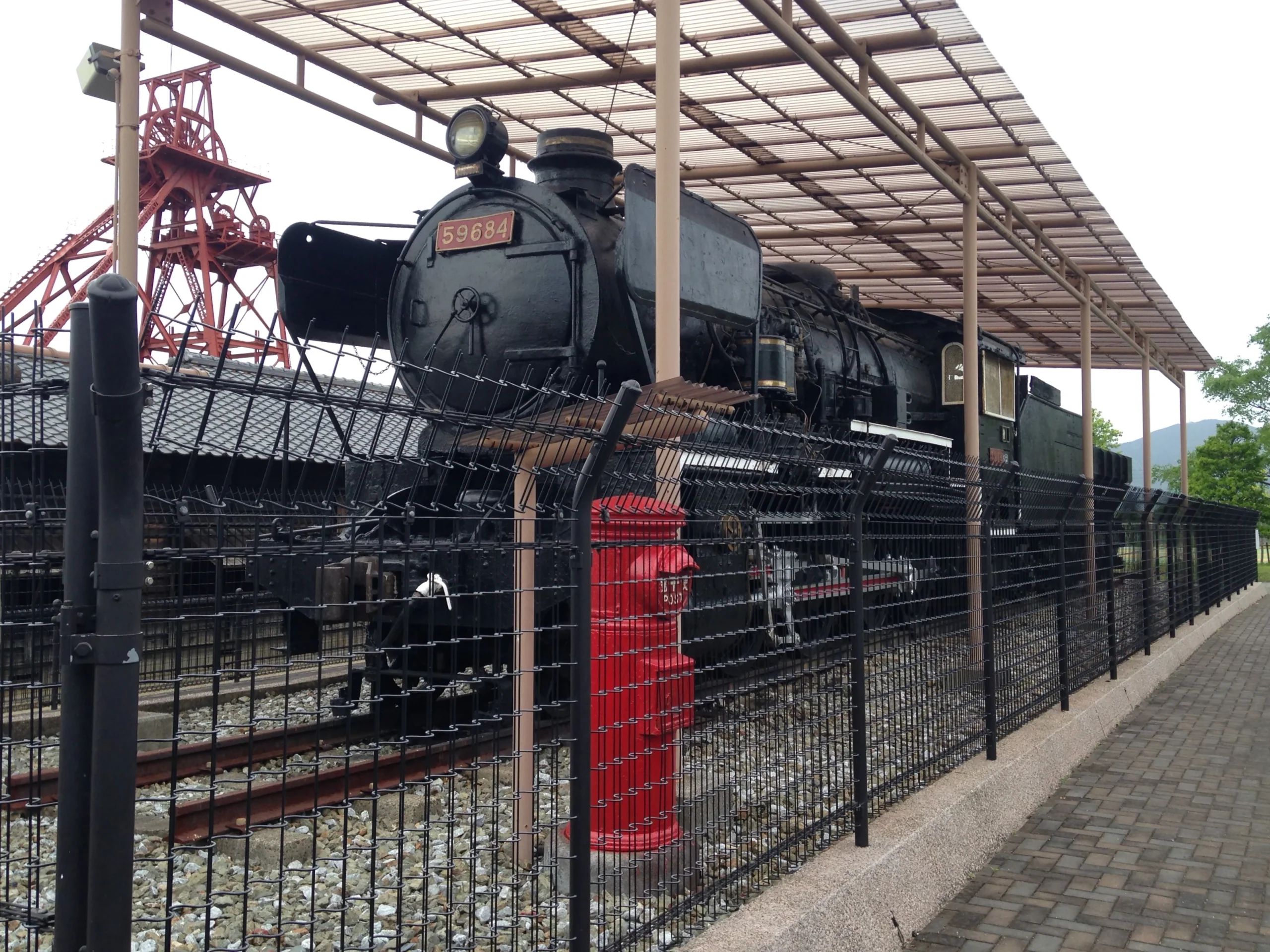 田川石炭・歷史博物館戶外保存的國鐵9600形59684蒸汽機車